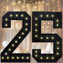 4FT Marquee Light Up Numbers, Black Giant Marquee Number Big Mosaic Number for 25th Birthday Party Decorations Backdrop 25 Anniversary Decor, Pre-Cut Frame Large Number 25