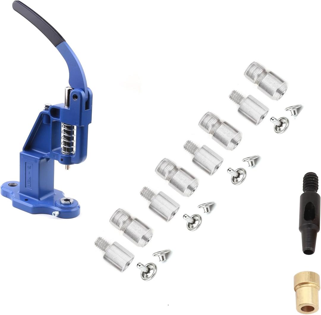 Double Cap Rivet Press Machine and Die Set for 5mm, 6mm, 7mm and 9 mm Rivets