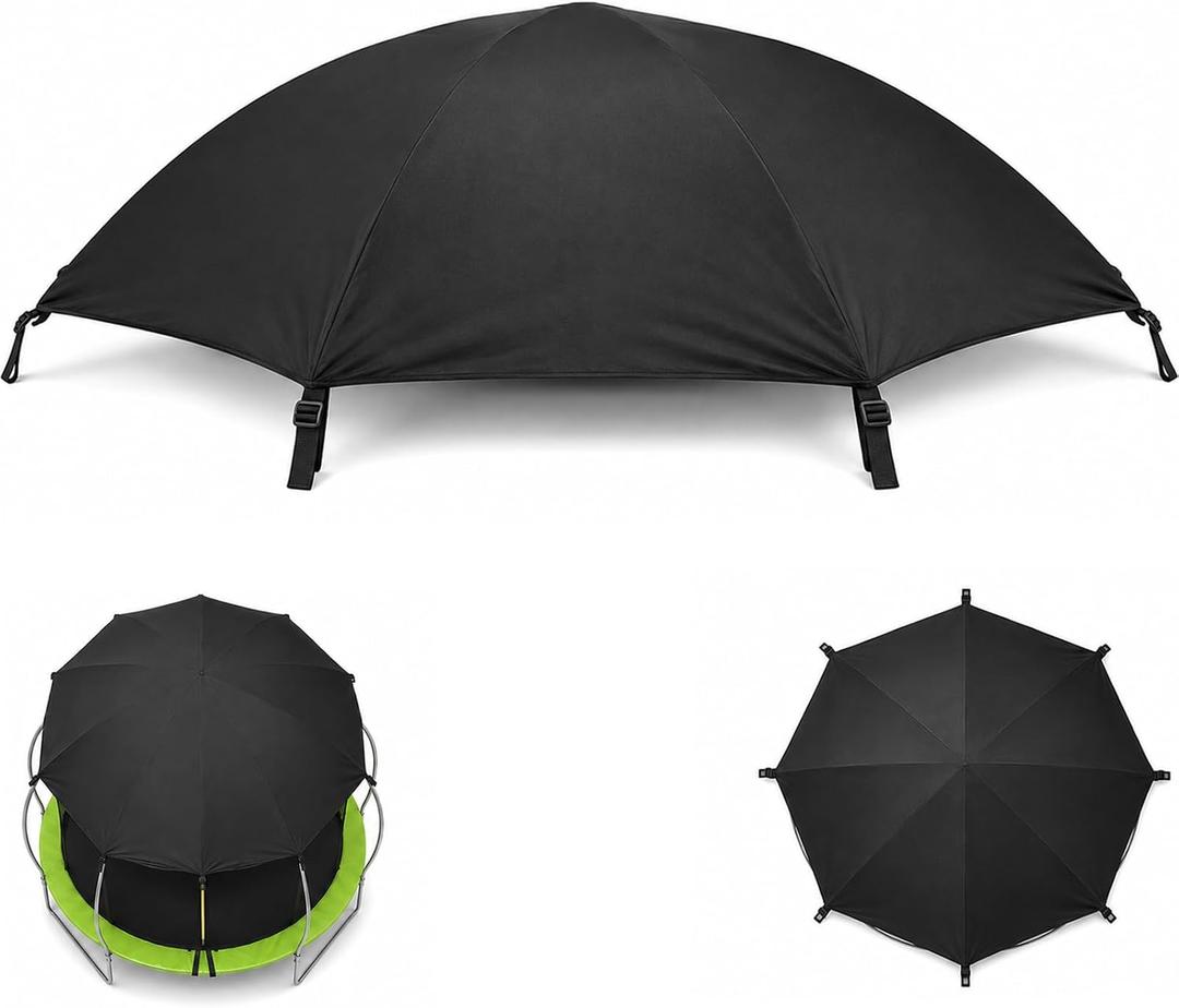14FT Trampoline Canopy Cover – 4‑Pole Fiberglass Shade Top, UV & Weather Resistant Outdoor Protection, Waterproof Oxford Fabric, Adjustable Buckle Straps