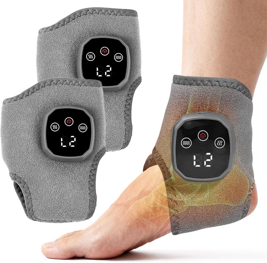 YAZHI Foot Massager 2-in-1 Warming Wrap Relax & Foot & Ankle Massager with 3 Modes & 4 Heat Levels, Portable for Home or Travel 2pack