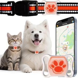 Pet GPS Tracker for Dogs & Cats - No Monthly Fee/Subscription, Free Pet Collar Included | Waterproof, Anti-Lost, Real-Time Tracking Collar | 365-Day Long Battery Life | Compatible with iOS & Android