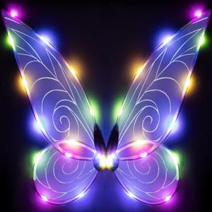 quescu Light up Fairy Wings for Adults,LED Butterfly Wings for Girls Women,Halloween Costume Dress Up,Gifts for Kids
