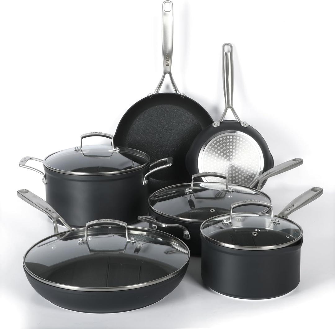 Babish 10 Piece Activbond Nonstick Hard-Anodized Aluminium Cookware Set