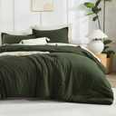 Litanika Dark Olive Green Comforter Set King, 3 Pieces Solid Bedding Comforter Set, All Season Fluffy Bed Set (104x90In Comforter & 2 Pillowcases) (King (104"x90"), 06 - Olive Green)