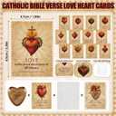 Gerrii 60 Set Easter Heart Christian Tokens Gift Jesus Love Wooden Religious Pocket Hugs Catholic Cards Bible Verse Token Bookmark for Church Friend Religious Party Goodie Bag Filler (Dark Brown)