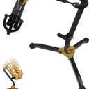 CashBeat Folding Alto/Tenor Saxophone Stand, Adjustable Sax Holder with Portable Triangle Base Design, Sturdy Metal Construction & Chain Lock, Ideal for Music Rehearsals & Performances