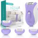 Epilator for Women-Cordless Epilators Hair Removal for Women, 4-in-1 Electric Razor Hair Remover, 2 Speeds & 21 Tweezers for Face Legs Arms Armpit Bikini, Purple HR310