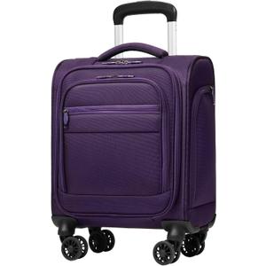 Coolife Underseat Carry On Luggage Suitcase Softside Lightweight Rolling Travel Bag Spinner Suitcase Compact Upright 4 Dual Wheel Bag (purple)