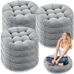 Jerify Floor Pillow Cushions Large Round Square Large Meditation Floor Pillow for Classroom Adult Meditation Picnic Party Seating Learning Daycare School(Round,Light Gray,12 Pcs)