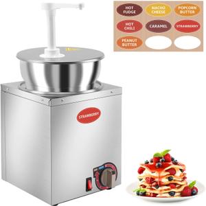 Fulgutonit Electric Nacho Cheese Dispenser with Pump, 4.6Qt Nacho Cheese Warmer, Commercial Hot Fudge Warmer, 86~190℉ Adjustable Temp Nacho Cheese Sauce Warmer for Buffet Kitchen Cafeteria Home Party