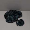 CoolMate Adjustable Satin Silk Bonnet for Sleeping Women, Tie Double Lined Silk Bonnet for Women Long Hair (Moss Green & Black)