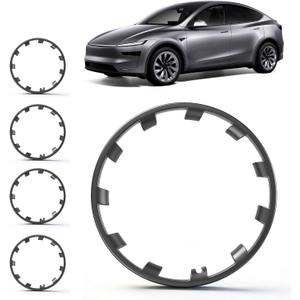 4+1 Spare Set Wheel Rim Protector Hubcaps Fit for Tesla Model Y 21 Inch,Hubcaps Uberturbine Wheels Rim Cover Tire Trim Rings 5PCS Model Y AccessoriesGunmetal Gray