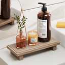 KLM Small Wood Tray Pedestal Stand Farmhouse Bathroom Decor Decorative Wooden Riser Kitchen Soap Dish Holder for Vanity, Counter, Sink (Rustic)