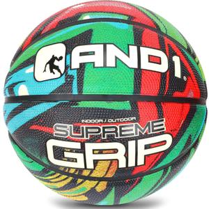 AND1 Supreme Grip Rubber Basketball: Official Regulation Size 7 (29.5 inches) - Deep Channel Construction Streetball, Made for Indoor Outdoor Basketball Games