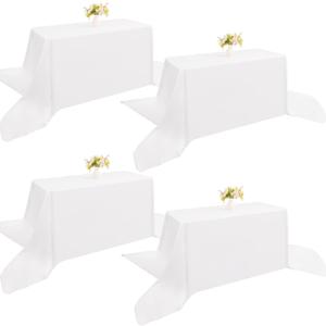 4 Pack Rectangle Tablecloth 90x156Inch White Polyester Table Cover for Wedding Dining Table Buffet Parties Banquet DecorationWhite