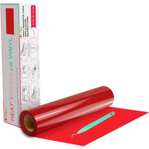 HTVRONT HTV Vinyl Rolls Heat Transfer Vinyl - 12" x 20ft Red HTV Vinyl for Shirts, Iron on for All Cutting Machines - Easy to Cut & Weed for Heat Transfer Design (Red)
