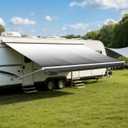 19FT RV Awning Fabric Replacement, Heavy Duty 4-PLY Vinyl Fabric Camper Awning, Universal Outdoor Canopy for Camper, Trailer, Motorhome Awnings for All Awning Brands, Black Fade (18'2")