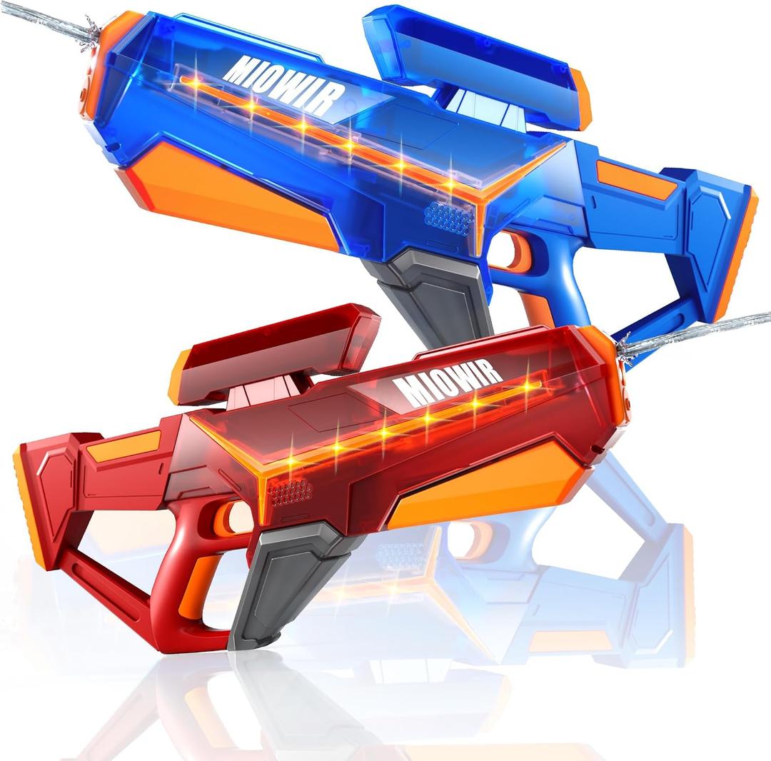 Electric Water Gun for Adults Kids - 2 Pack Powerful Automatic Squirt Gun Long Range Large Capacity, Auto Water Blaster Summer Outdoor Pool Beach Toys Gifts for 6 7 8 Year Old Boys Girls(Blue+Red)