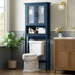 Baztin Over The Toilet Storage Cabinet, Over Toilet Storage Bathroom Cabinet with Glass Door and Adjustable Shelf, Above The Toilet Cabinet Behind Toilet Bathroom Organizer, Ultramarine