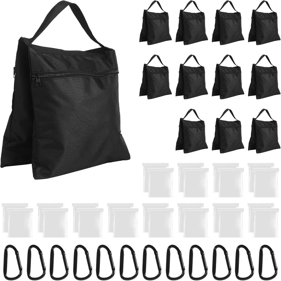 12 Pack Sandbags Weight Bags for Photography Equipments, Photography Sand Weight Bags, Heavy Duty Sandbags for Backdrop Stand, Outdoor Canopy, Photo Tripod,Pop up Tent, Umbrella Base (Black)