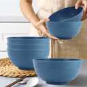 Large Soup Bowl 60 OZ, Wheat Straw Bowl Set of 6, Large Plastic Bowls Rusable, Microwave Safe Big Bowl for Fruit, Salad, Popcorn, Serving Bowls for Kitchen, Picnic, RV - Bule (Blue)