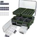 RUNCL Universal Fishing Tackle Box with Two Small Tackle Tray, Removal Inside Design Waterproof Trunk Storage Box, Thicker Floating Airtight Stowaway, Xmas Surprise Fishing Gifts for Men Women