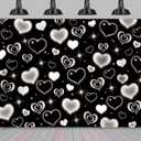 Black Heart 2000s Backdrop Banner 7x5ft Sweet Y2K Photography Background Early 2000s Party Decorations Photo Banner Props Supplies