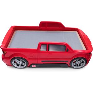 Step2 Turbocharged Twin Size Truck Car Bed, Car Bed for Boys & Girls, Working Headlights & Built-In Storage, Made of Durable Plastic, For Toddlers 3+ Years Old, Vibrant Red