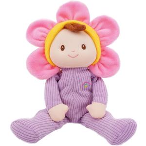June Garden My First Doll Florie Blossom  10" Soft Plush Doll  Baby Safe Infant Cuddle Toy  Newborn Purple Corduroy  0+ Months