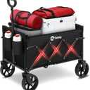 Sekey Heavy Duty Wagon with Big Wheels, Foldable Cart with 220LBS Capacity, Utility Lightweight Wagon, Collapsible Grocery Shopping Cart for Camping Sports & Holiday. Black