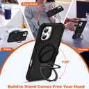 Compatible with iPhone 16 Plus Case 6.7'' with Magnetic Ring Stand [Military Drop Protection][Compatible with MagSafe] Shockproof 16 Plus Phone Case for Men Wowen,Black