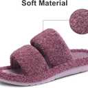 Litfun Women's Fuzzy House Slippers with Moderate Arch Support Open Toe Cozy Bedroom Shoes Indoor, 39