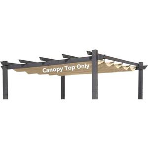 Pergola Shade Cover for 10' X 10' Deck Porch Outdoor Retractable Durable Yarn-Dyed Fabric Canopy Replacement Cover Top Only