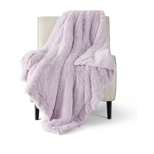 Bedsure GentleSoft Fuzzy Sherpa Faux Fur Twin Blanket Lavender Purple Cozy Gifts for Women Men, Soft Fleece Plush Warm Thick Blanket Twin Size for Bed, Room Dorm Essentials Purple Decor Gifts, 60x80