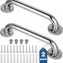 2 Pack Shower Grab Bar, Stainless Steel Bathroom Grab Bar, Shower Handle Bath Handle, Safety Bars for Shower Chair Bench, Grab Bars Senior, Elderly, Handicap(12 Inch) (Silver)