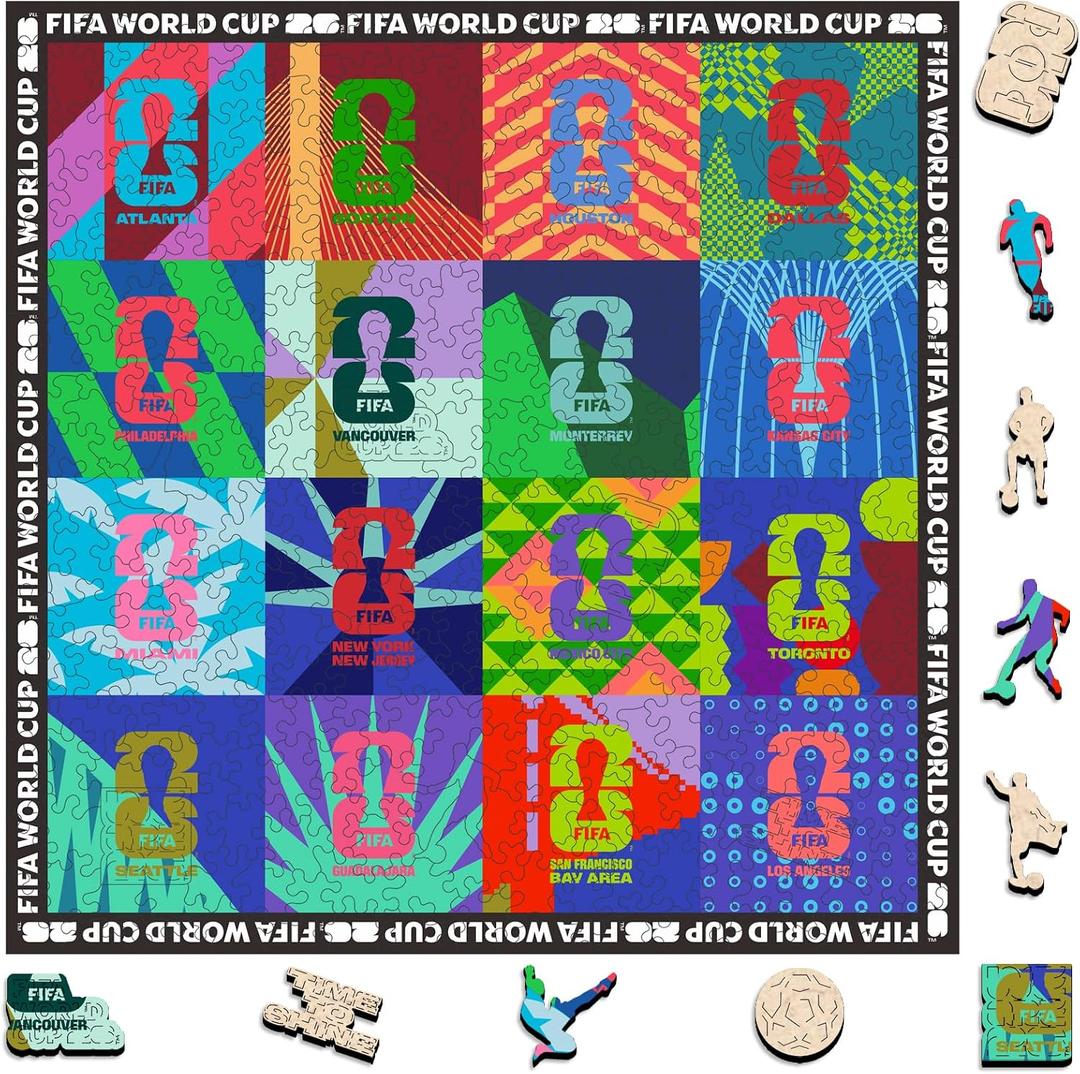 FIFA 2026 Trophy Series - Wooden Puzzle for Adult, 5MM Thick, Creative Collectible Gift for Fans, Officially Licensed Product (MOSAIC-300, 300Pcs)