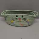 Small Woven Baskets for Organizing Rope with Handle Cute Cotton Basket for Nursery Gift Dog Cat Toy Storage Basket for Toy Organizer-Green