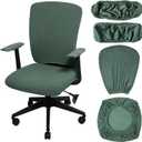 Tallew 4 Pcs Office Chair Covers Set Computer Universal Protective Stretchable Chair Seat Covers Desk Armrest Slipcovers Pads Office Cushion Backrest for Rotating (L,Green)