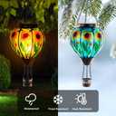 Starsoul Sunflower Hot Air Balloon Solar Lantern Glass Outdoor Hot Air Balloon Solar Flickering Flame Light Hanging Solar Lanterns Outdoor Waterproof Garden Patio Yard Party Decor