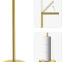 Brushed Gold Toilet Paper Holder Stand, Freestanding Toilet Paper Holder for Bathroom, 304 Stainless Steel Rustproof Tissue Roll Holder Storage for 4 Rolls(Fits All Rolls)