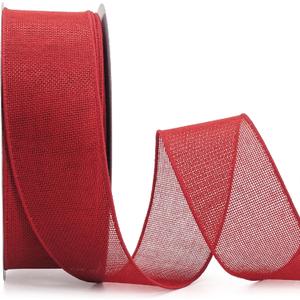 Altier 2.5 Inch x 40 Yards Red Burlap Wired Ribbon for Christmas Home Decoration Gift Wrapping Bow Making Wreath DIY Crafts