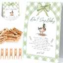 Don't Say Baby Shower Game, Baby Shower Clothes Pin Game, Mallard Duck Green Bow Sign and 50 Clothespins, Duck Hunting Gender Reveal Activities, Fun Gender Reveal Games Decoration Party Supplies, 20