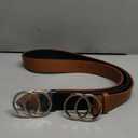 UnFader Pack 2 Women Belts for Jeans with Fashion Double O-Ring Buckle and Faux Leather (S: Fits Waist Size from 25"-30")