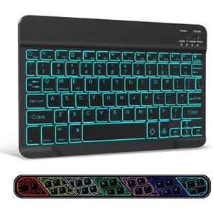 XIWMIX Ultra-Slim Wireless Bluetooth Keyboard - 7 Colors Backlit Universal Rechargeable Keyboard Compatible with iPad Pro/iPad Air/iPad 9.7/iPad 10.2/iPad mini and Other iOS Android Windows Devices