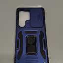 DEERLAMN Case for Samsung Galaxy S25 Ultra with Slide Camera Cover+Screen Protector (1 Pack), Rotated Ring Kickstand Military Grade Shockproof Protective Cover-Navy Blue (S25 Ultra-6.9 Inch)