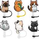 6 Pcs 10mm Cat Straw Covers for Stanley Cup, Reusable Cat Straw Toppers For Stanley Cups Lids Tips Protectors, Cat Lover Accessories (Straw Toppers 2)