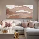 Brown Neutral Abstract Wall Art for Living Room, Hand Painted 29x58 Inch