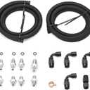 AN6 Power Steering Pump Hose Fitting Kit Return to Reservoir Hose Kit for Pump Mount Reservoir Compatible with LS Swap LS1 LS3, Black