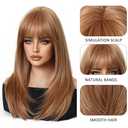 Esmee Long Straight Strawberry Blonde Wigs for Women with Fringe Natural Synthetic Hair Wig for Daily & Party Use