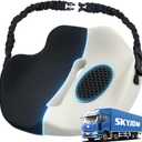 SKYJDM Memory Foam Truck Seat Cushion with TPE Gel Support, Truck Seat Cushion with Non-Slip Washable Cover for Back Support & Pain Relief During Long Drives(Black)